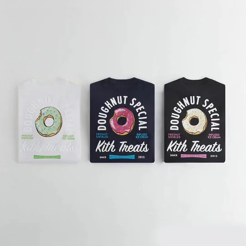 

Футболка Kith Treats Donut Special Limited Edition, молодежная модная круглая футболка Ne ort Sve Stand Fit Summer Faion