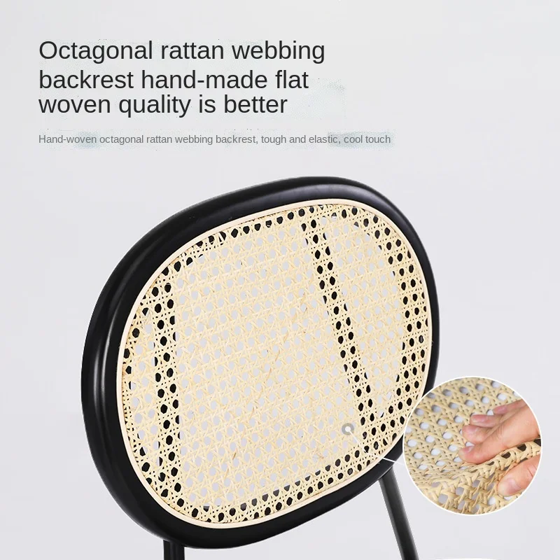 IHOME Rattan Dining Chair Home Nordic Solid Wood European Designer Dining Table Chairs Backrest Retro Study Chairs New 2024