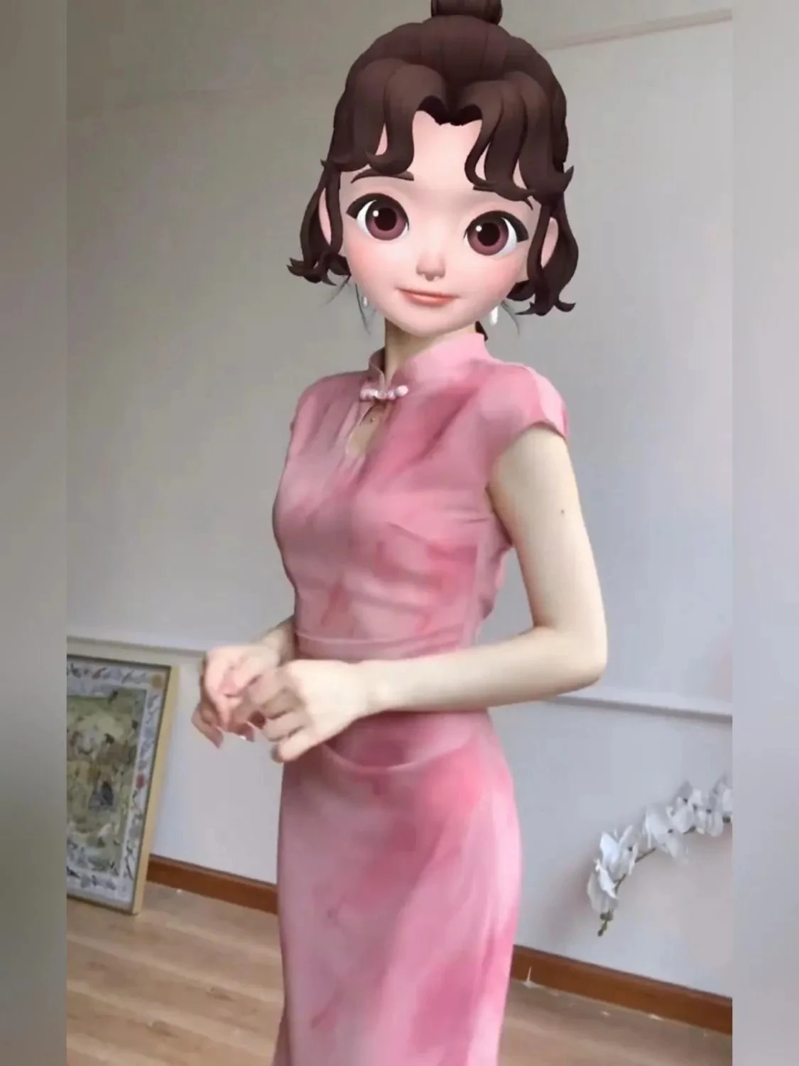 

Новинка 2023 года, розовое женское летнее платье Cheongsam в китайском стиле с пряжкой, розовая очаровательная юбка для похудения и обнимания бедер