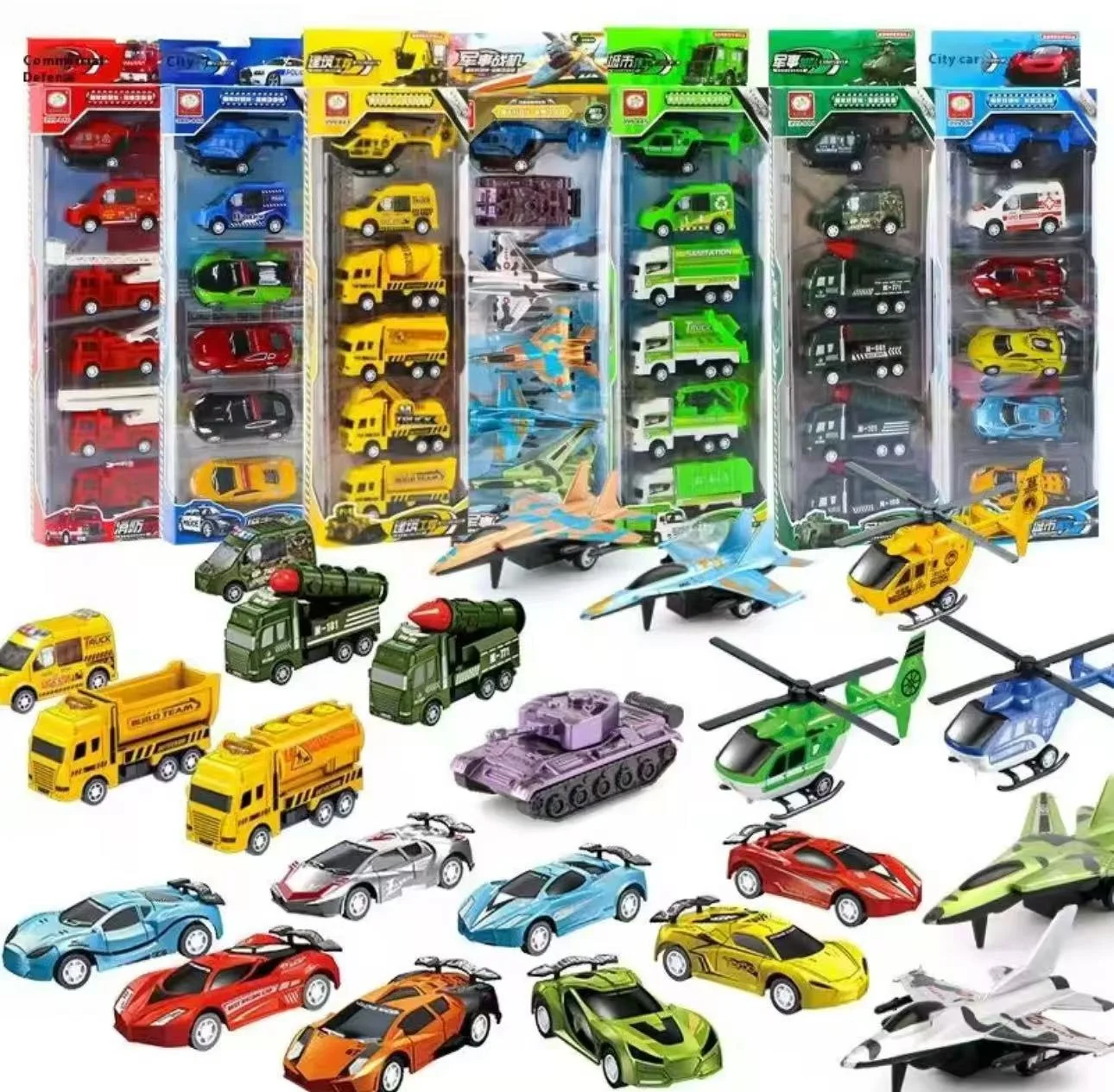 6-piece pullback engineering vehicle set for boys, children's toy car, pullback inertia sanitation truck model, city engineerin