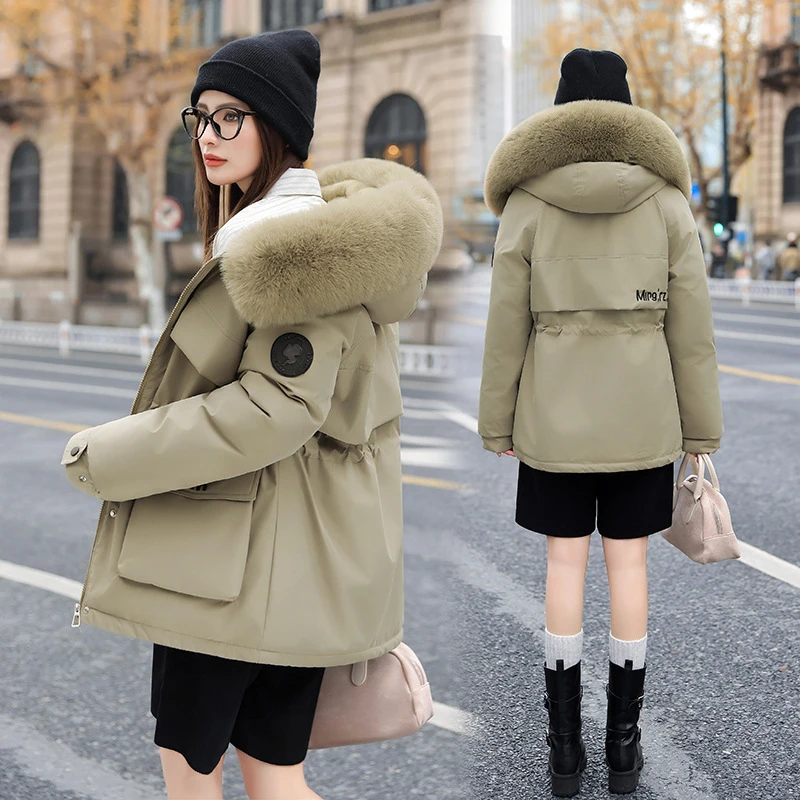 European American Women Overcome Mountaineering Equipment Down Cotton Padded Jacket Long Loose Thick Warm Coats Winter New Style
