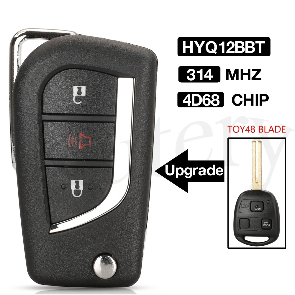 

jingyuqin 3 BTN HYQ12BBT 314 Mhz 4D68 Chip Upgrade Flip Remote Car Key For Toyota FJ Cruiser For lexus LX470 RX35 GX330 ES330