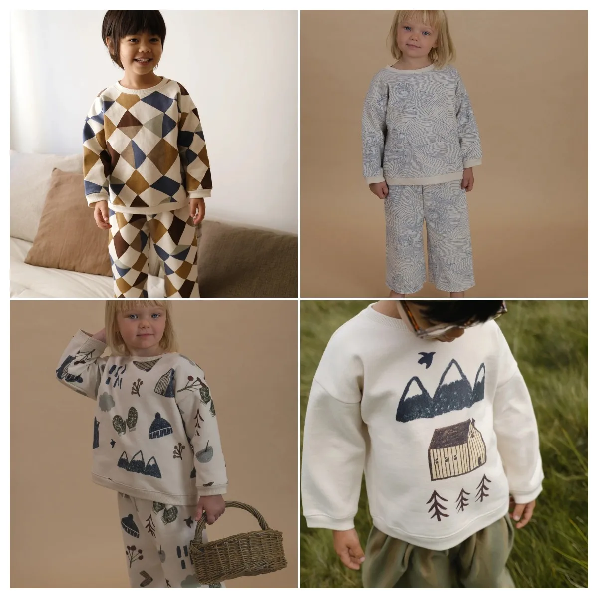 

25. осенне-зимняя детская одежда для девочек и мальчиков, милый флисовый свитер с граффити и свитер, штаны, комплект детской одежды