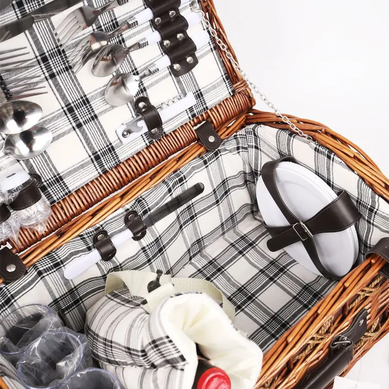 

Wine Picnic Set Willow Picnic Basket for 4 Person