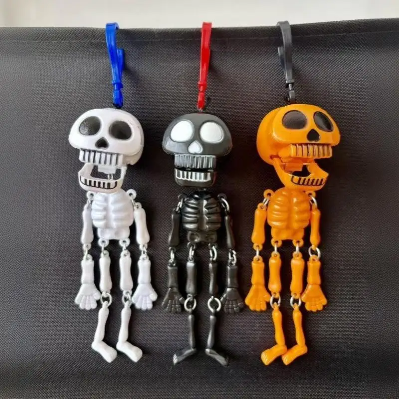 Skelett-Schlüsselanhänger mit Zugschnur, lustiger Neuartiger Plastik-Taschenanhänger, langlebiger Rucksack-Anhänger für Halloween-Party-Geschenke – Detail 6