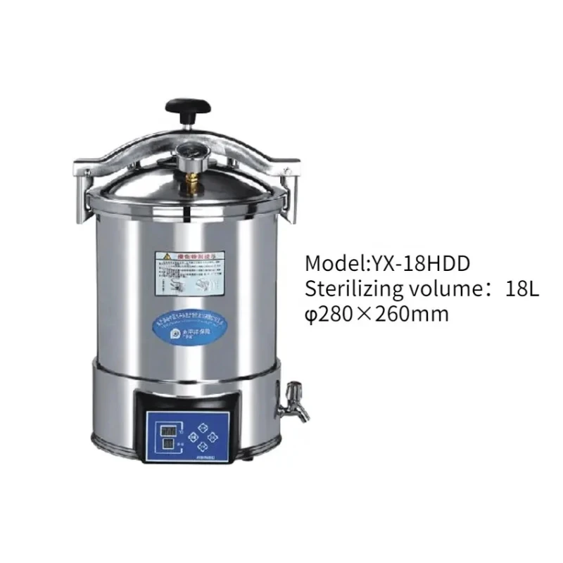 IKEME Autoclave Laboratory High Temperature Steam Sterilizer 18L 24L Portable Pressure Steam Sterilizer LED Display Automation