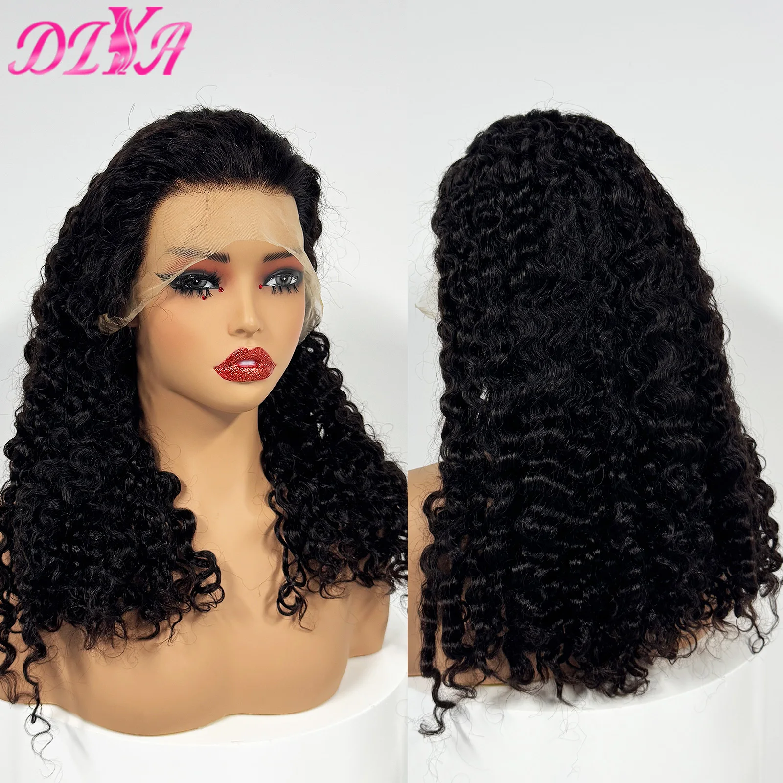 250% Density Burmese Curly Human Hair Wigs 13x4 Lace Frontal Glueless Wig 12-22inch Natural Color Curly Human Hair Wig for Women