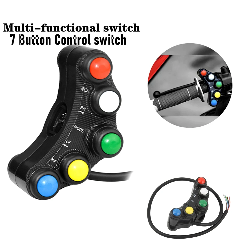 

Motorcycle 7/8"22mm Handlebar Control Switch 7 Button For Headlight Turn Signal Fog Light Horn ON OFF Universal Racing Dirt Bike