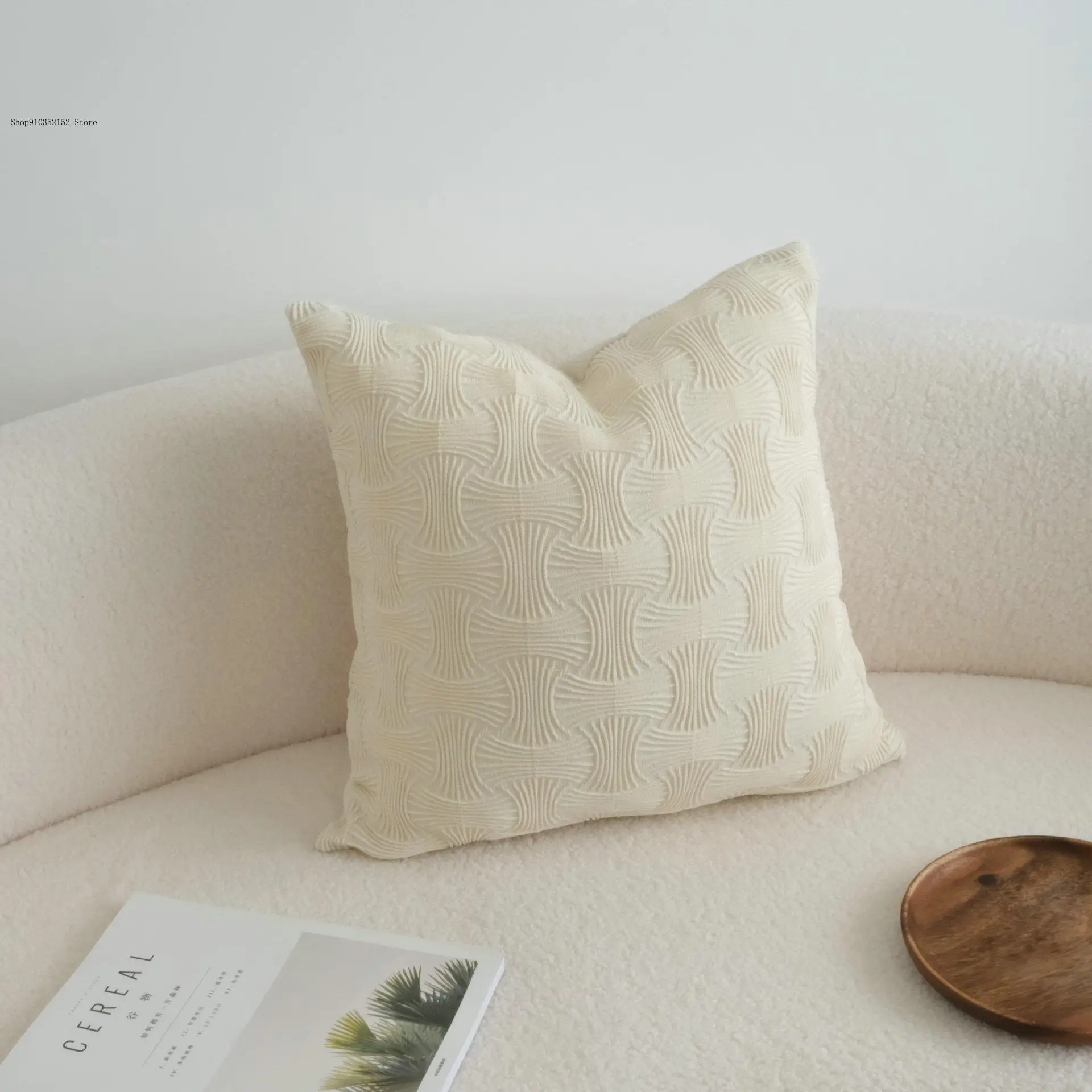 [Only Includes Pillowcases] Geometric Wrinkling Process Living Room Sofa Cushion Model Room Window Sill Decoration Cushion