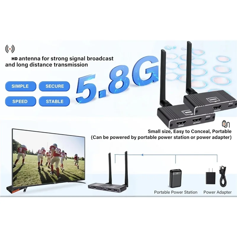 200M ワイヤレス互換エクステンダー、回転 1080P 5.8G オーディオ ビデオ トランスミッターおよびレシーバー ループアウト 8TX から 1Rx