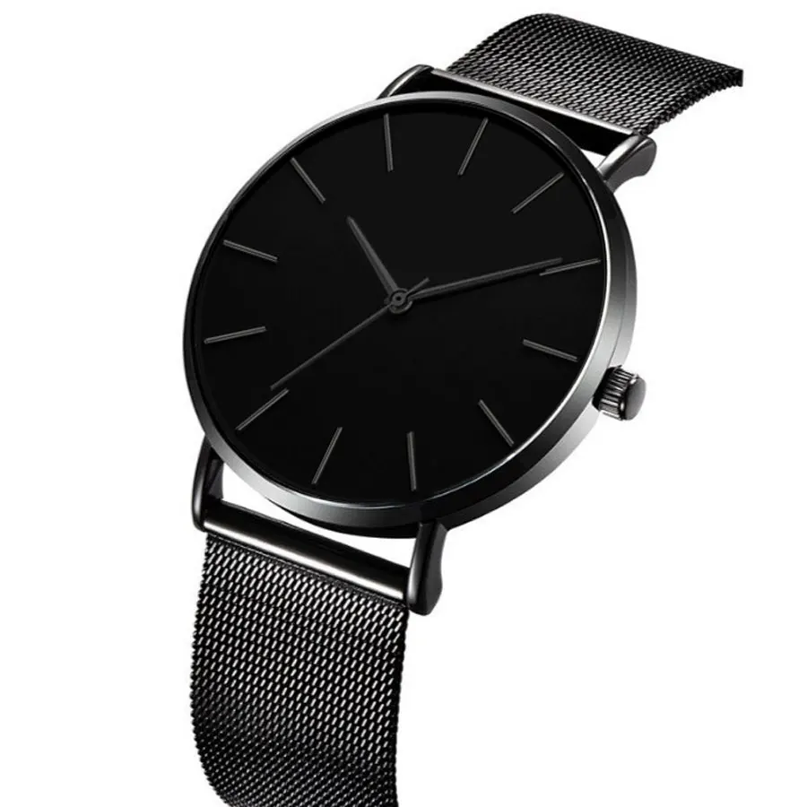 Korean version of minimalist ultra-thin couple watch with mesh scale, fashionable men's and women's quartz watch, gift party wat