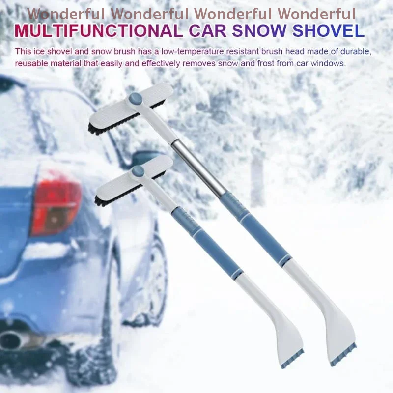 แปรงปัดหิมะกระจกรถยนต์ 2-in-1 พร้อมที่ขูด; ที่ขูดน้ำแข็งและหิมะแบบถอดได้และยืดหดได้; อุปกรณ์ป้องกันการแข็งตัวสำหรับรถยนต์