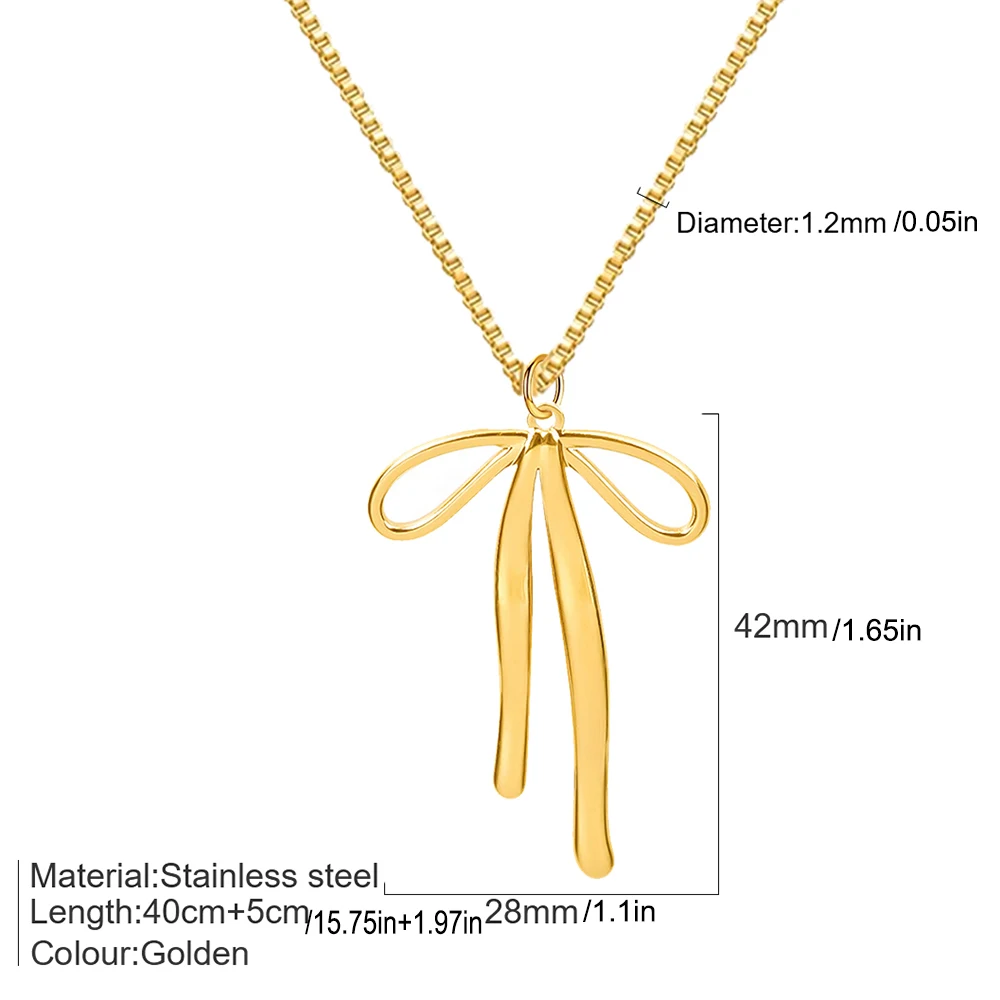 Simple and high-quality stainless steel personalized pendant necklace bow and hollow cross pendant, fashionable women's jewelry