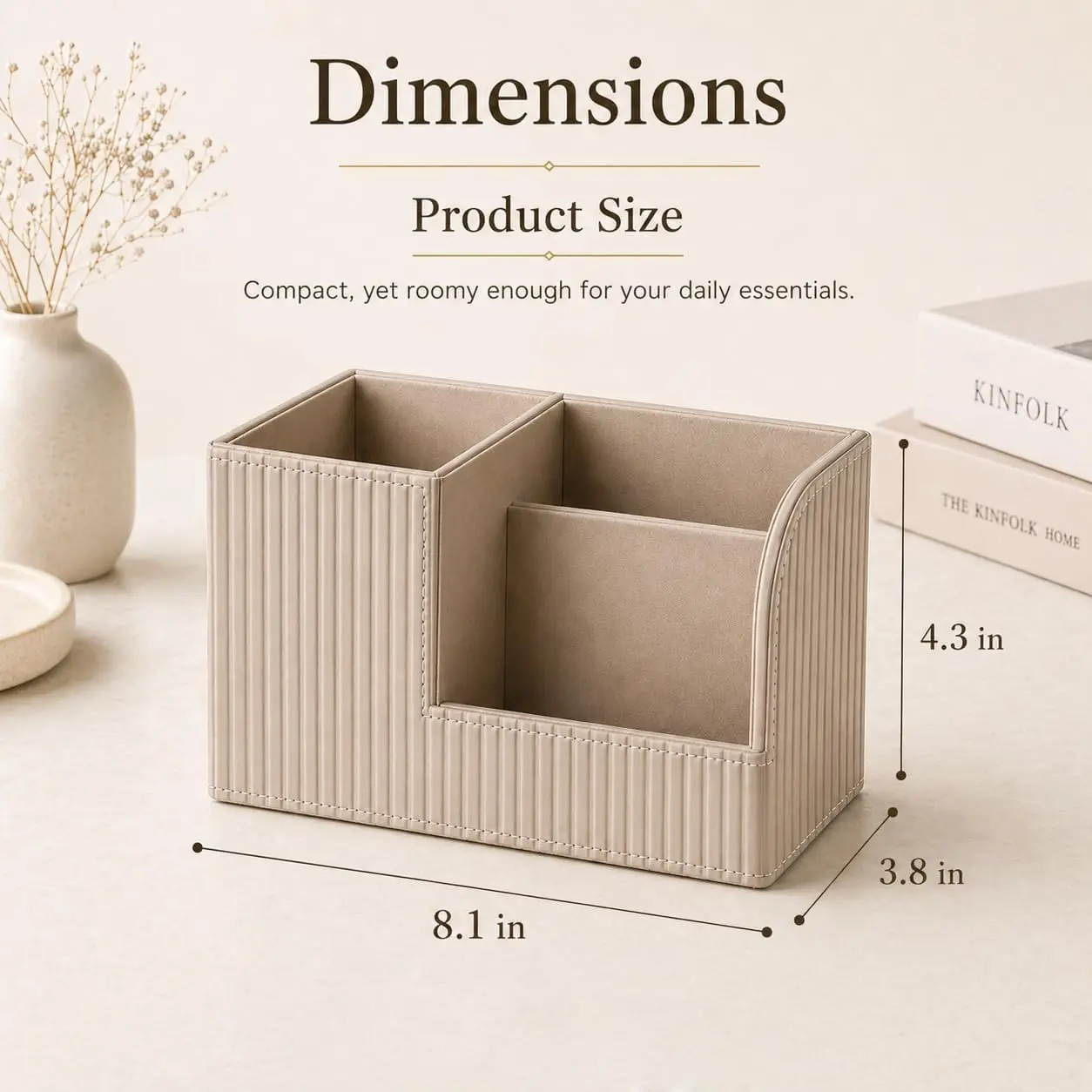 Desk Pen Organizer Office Supplies Caddy Pu Leather Multi-function Storage Box Pen/Pencil,Cell phone, Business Name Cards Remote