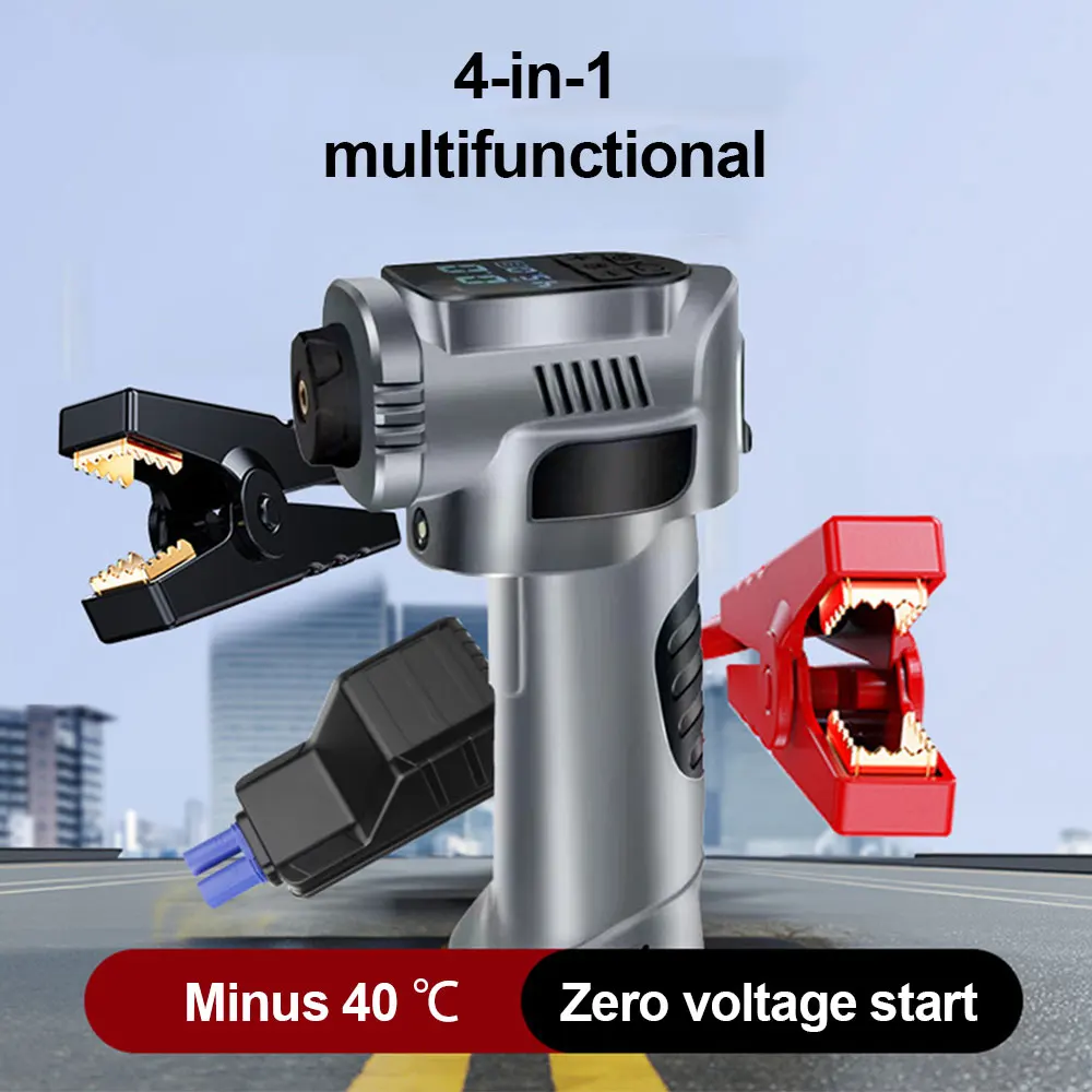 Bomba de ar elétrica sem fio para carro, insuflador de pneus 4 em 1, compressor de ar portátil, compressor de ar com luz de emergência