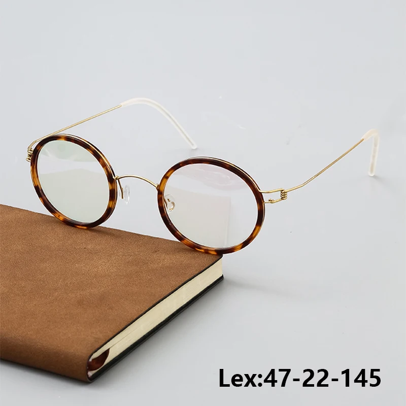 

Датские винтажные круглые оправы для очков LEX, ультралегкие, ручной работы, из титана и ацетата, безвинтовые, тонкие, для мужчин и женщин