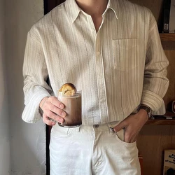 Men Shirt Striped Free Ironing Casual Shirt Spring Streetwear Niche Versatile Long-Sleeve Tops Old Money Men'S Clothing 2025 New