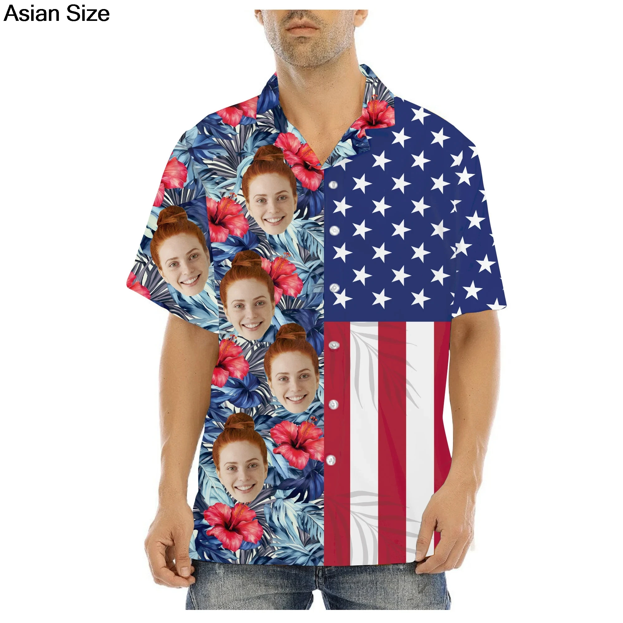 Hawaiian Shirts for Men and Women Customized Facial Featuresfor Brides and Grooms Hawaiian Gifts Tropical Beach Button Up Shirts