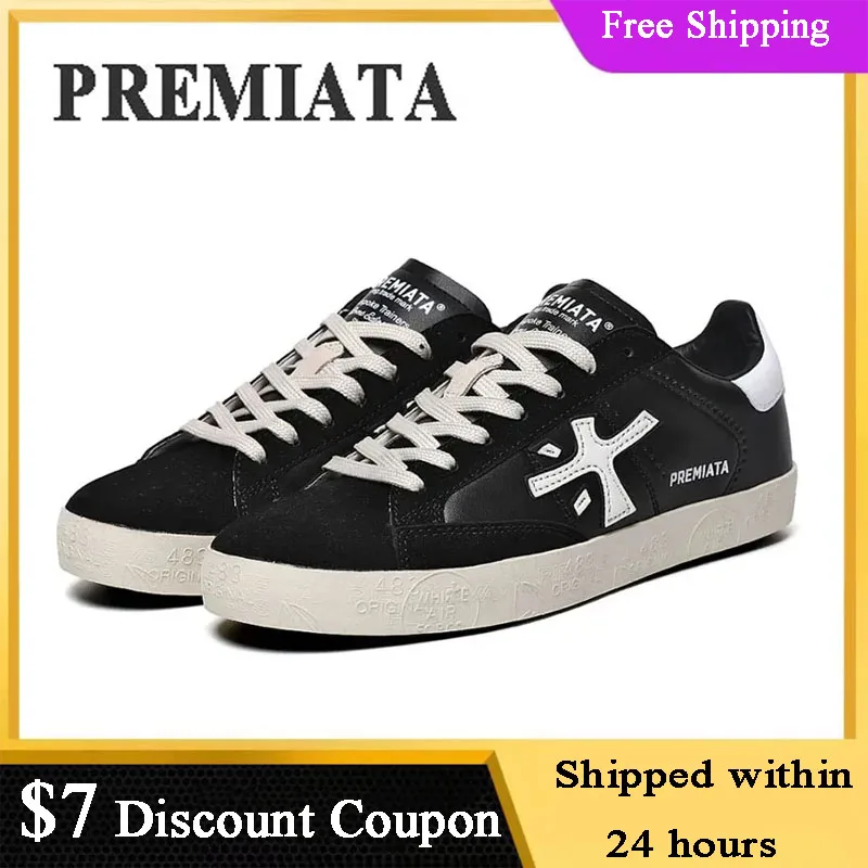 PREMIATA Shoes for Men Wooden Outdoor Sports Casual Lightweight Flat-soled Wear-resistant Breathable Lace-up Man Casual Sneakers