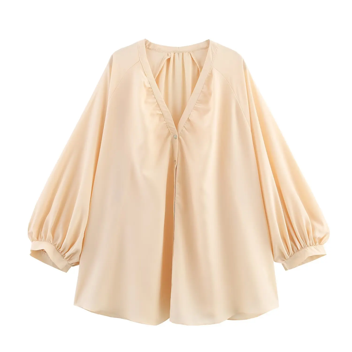 

New summer Korean V-neck draped shirt women's fashionable casual temperament versatile top
