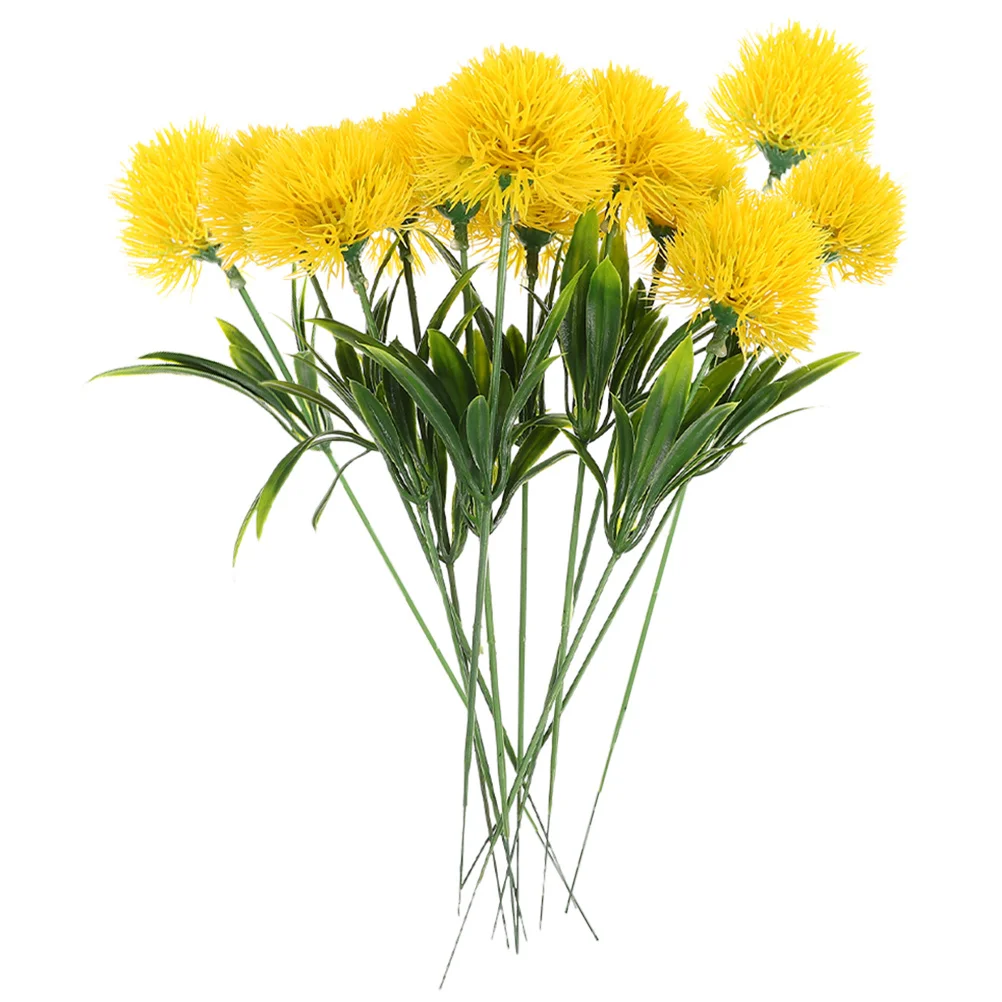 

12pcs Simulated Dandelion Ornaments Artificial Faux Flowers Yellow Home Decor Party Wedding Office Dorm Lifelike Bouquet