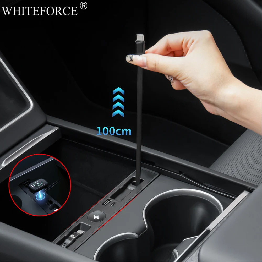 

For Tesla Model Y Juniper Retractable Center Console Recessed Docking Station for Model 3 Highland Fast Charger USB Shunt Hub