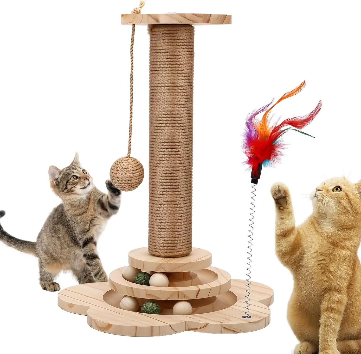 

Cat Scratching Post, Cat Tower Scratch Post, Cat Tower with Scratching Post, Wooden Cats Tree with