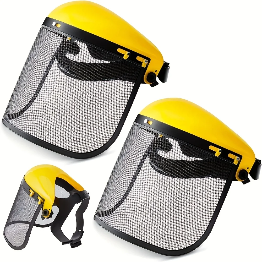 Forestry Safety Helmet with Mesh Face Shield, Adjustable Protective Visor for Brush Cutter, Wood Cutting, Tree Trimming, Logging & Garden Work