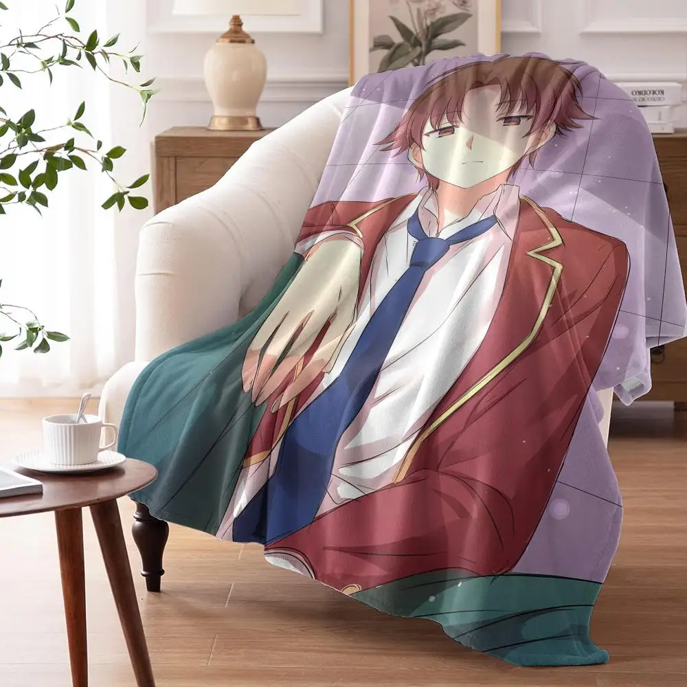 Classroom of the E-Elite Anime Throw Soft Flannel Throw Summer AC Blanket Lightweight Cool Nap Blanket for Sofa Bed Couch Travel