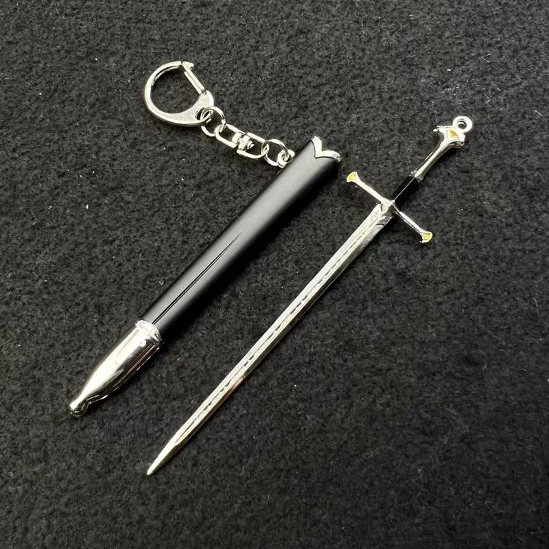 Porte-clés épée Narthil 12cm, arme de terre du milieu Aragorn, matériau métallique médiéval, Katana, épée de samouraï, ornement, artisanat, cadeaux, jouets