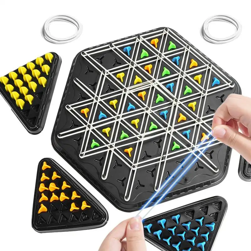 wholesale Geometry Chain Chess Triangle Chess Desktop Game Rubber Band Training Family Interaction Exercise Thinking Toys Gifts