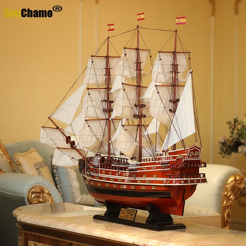 Sunchamo Smooth Sailing In The Mediterranean Sea Model Creative Home Porch Furnishings Large Wooden Business Crafts Accessories