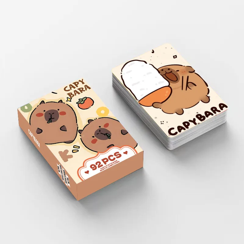 92 Stuks Kawaii Dier Capibara Dubbelzijdige Printkaart Cartoon Lomo Kaarten Hd Photocard Kids Cadeaubonnen