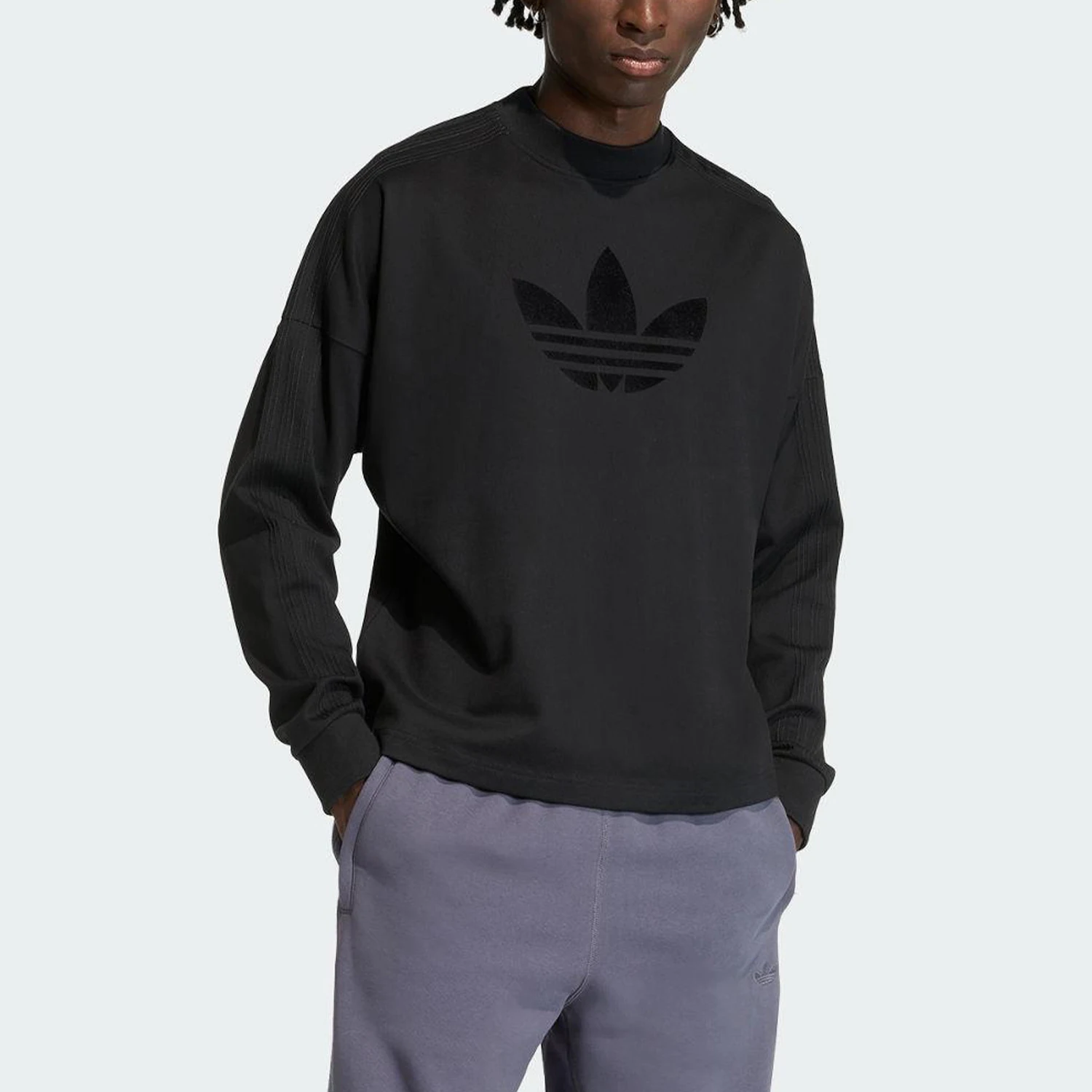 Adidas Authentic Three Leaves Men's Round Neck Knitted Sports Long Sleeve Top KD6575