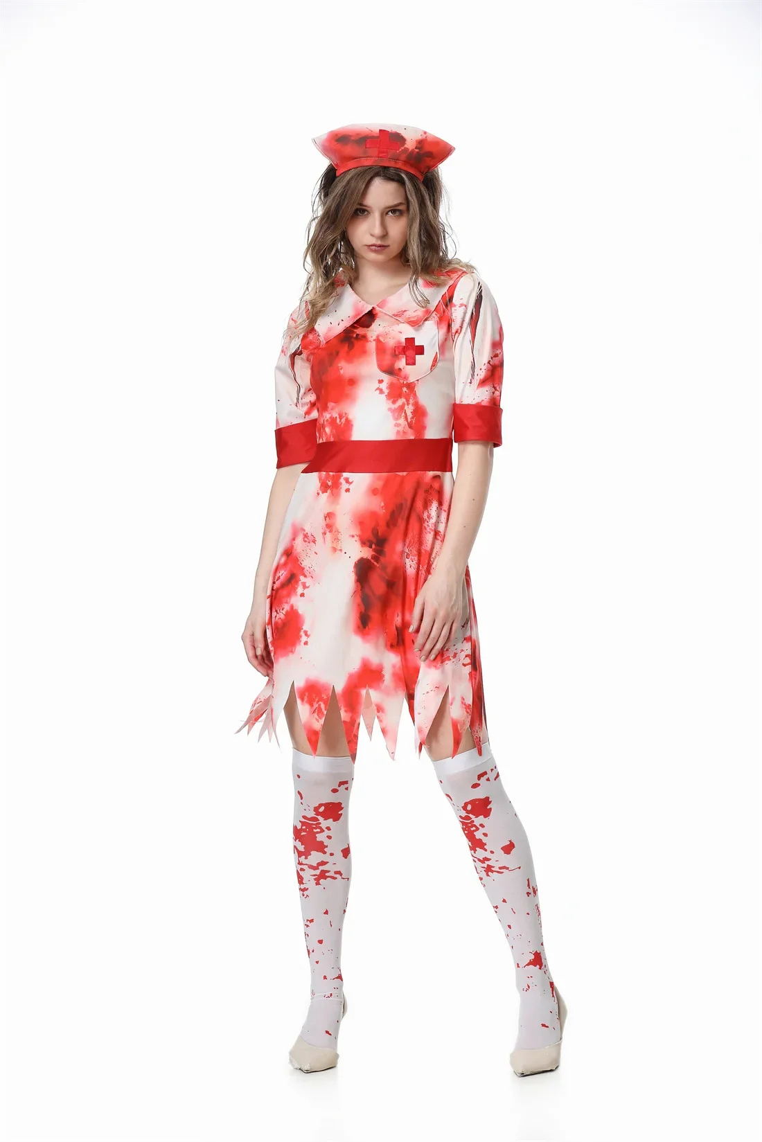 Halloween Cosplay Bloody Zombie Nurse Dress Scary Adult Masquerade Costume