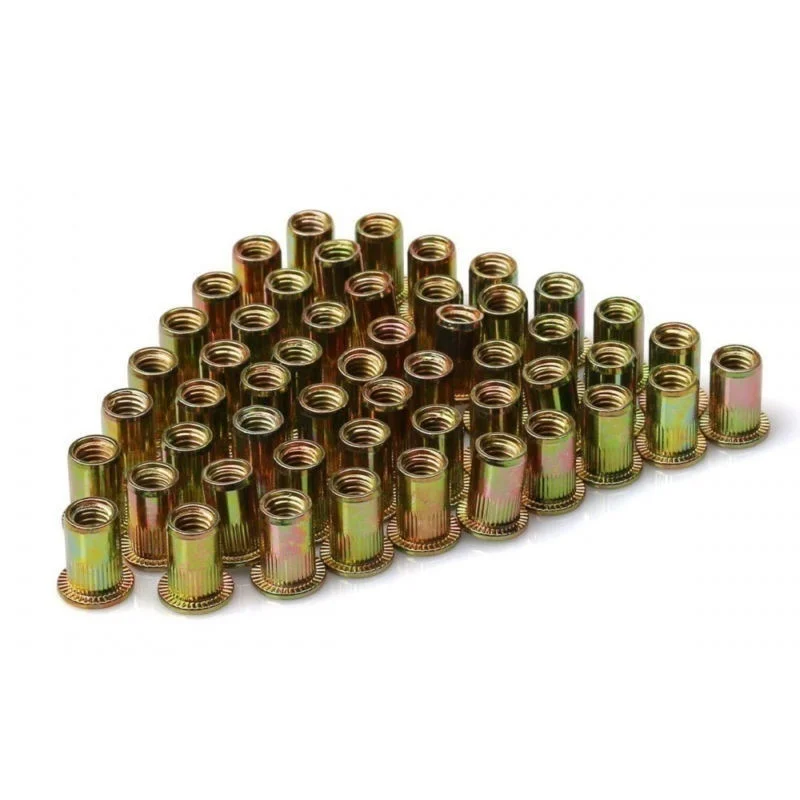 100PCS M4 M5 M6 M8 Remachables Nuts Woodwork Carbon Steel Zinc Rivable Threaded Riveter Nuts Insert Flat Thread Repair Set