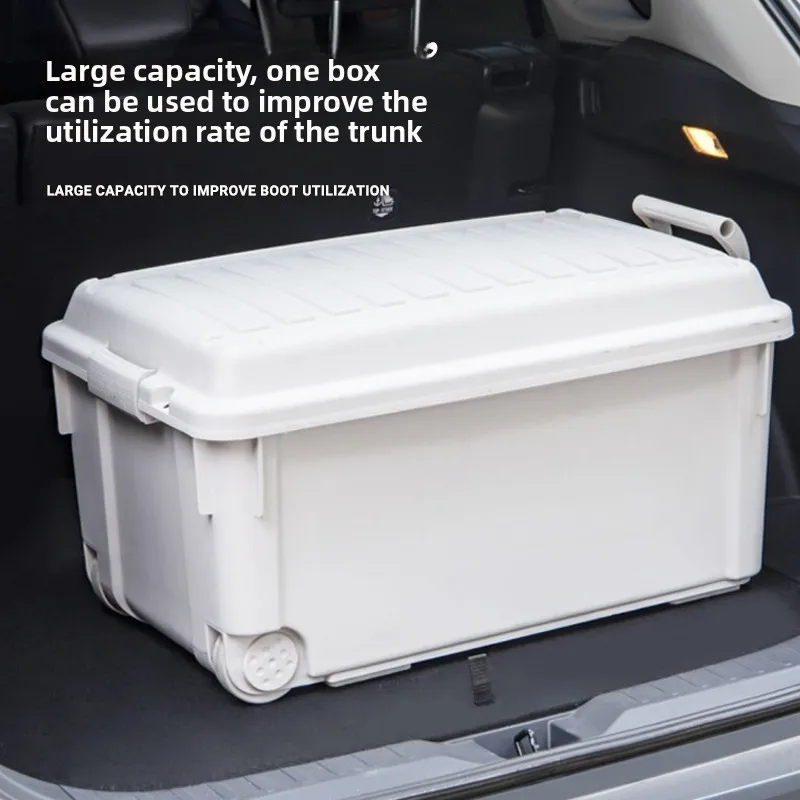 Outdoor Camping Storage Box, Plastic Camping Organizer Container, Large‑Capacity Storage Bin for Car Trunk Household Use