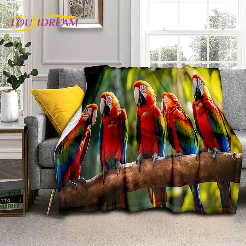 

Cute Dream Birds Parrot Peacock Cartoon Soft Flannel Blanket for Bed Bedroom Sofa Picnic,Throw Blanket for Outdoors Leisure Gift