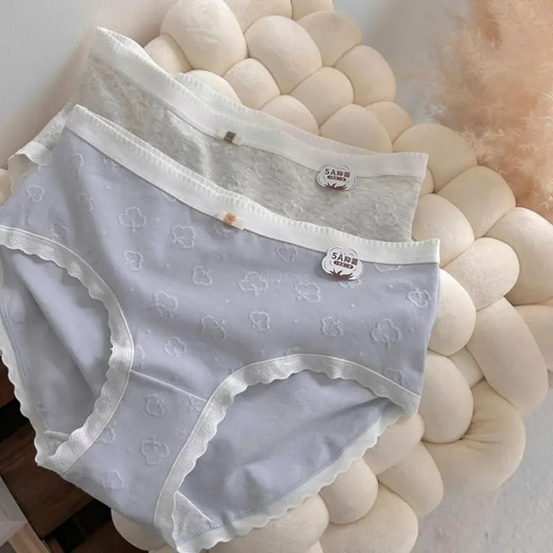 

Women's Cotton Underwear with Cloud Pattern Comfortable Breathable Ladies Panties Sweet Scalloped Trim Hipsters Briefs