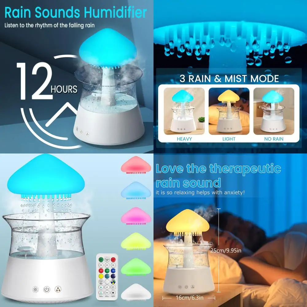 

Увлажнитель воздуха для рабочего стола и спальни с эффектом водопада, пультом ДУ, LED-подсветкой и белым шумом