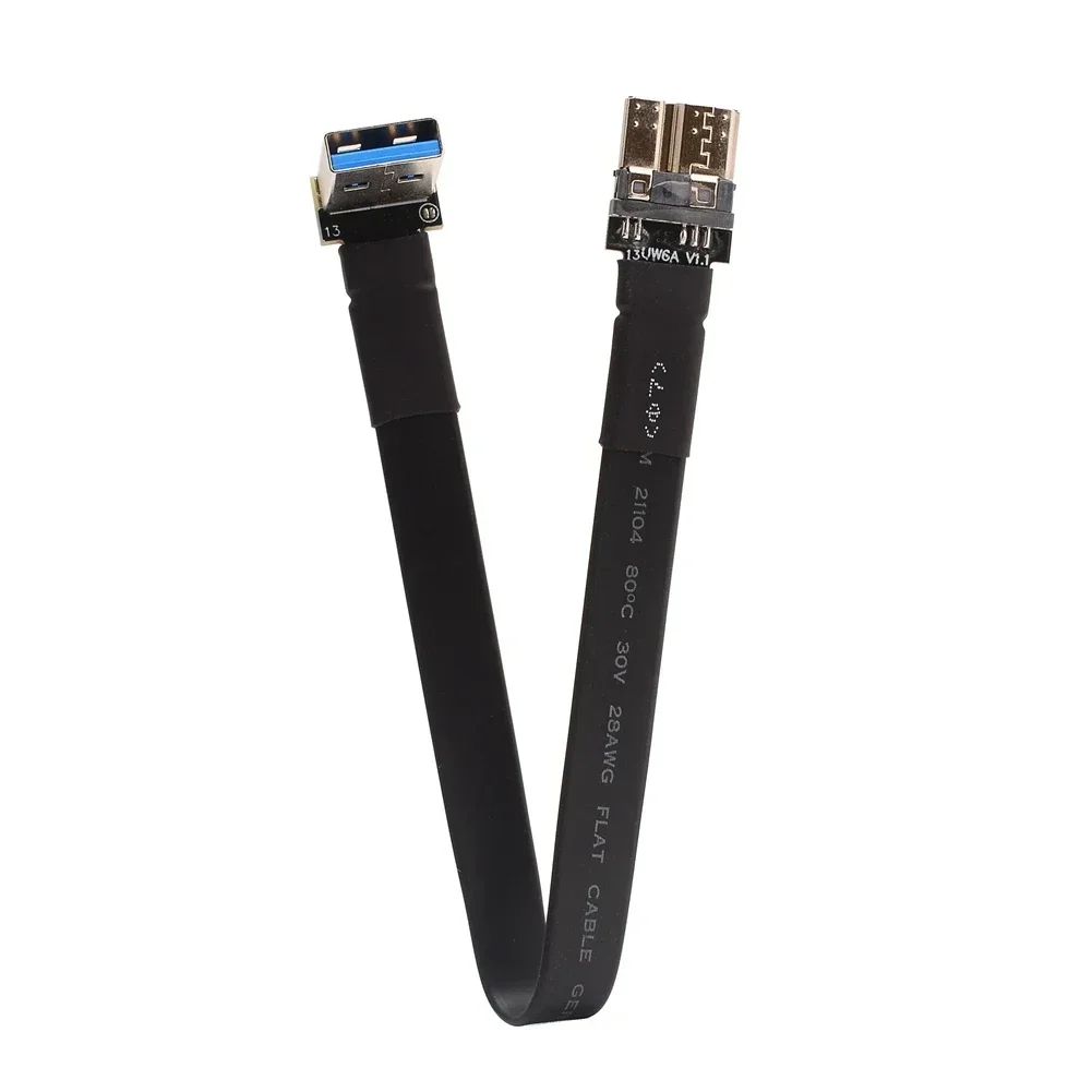 3-300CM USB 3.0 USB-A to Micro-B Ribbon Flat Cable Male to Male FPC USB 3.0 Type A Micro B 90 Degree Angle Connector Up Downward