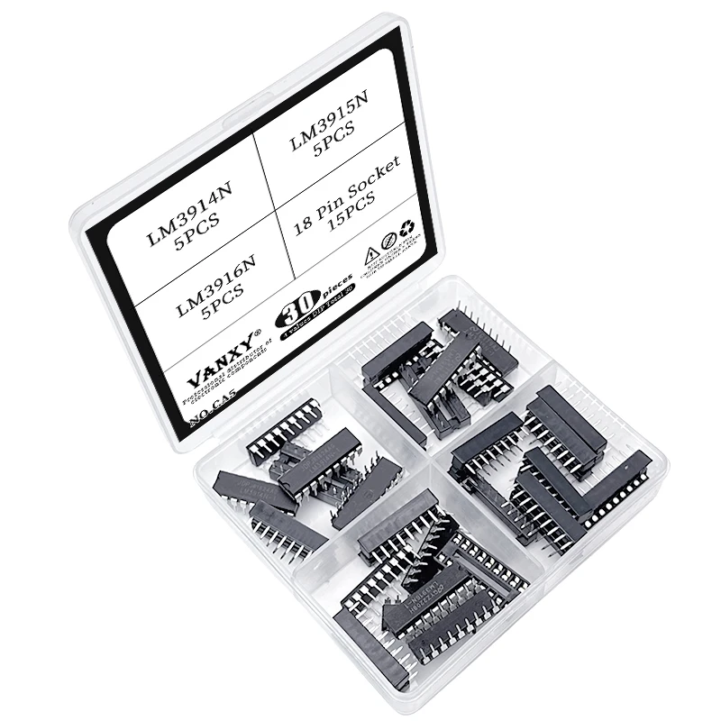 4 values kit LM3914N-1 LM3915N-1 LM3916N-1 DIP-18 sockets LED bar graph display driver LM3914 LM3915 LM3916