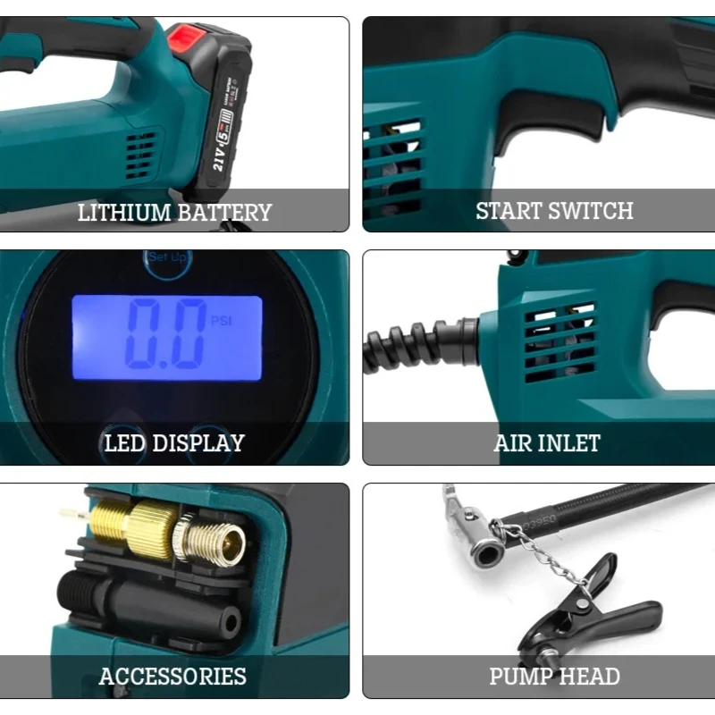Lithium battery air pump, charging, suitable for household use, pure copper motor, multi-purpose wireless air refilling pump