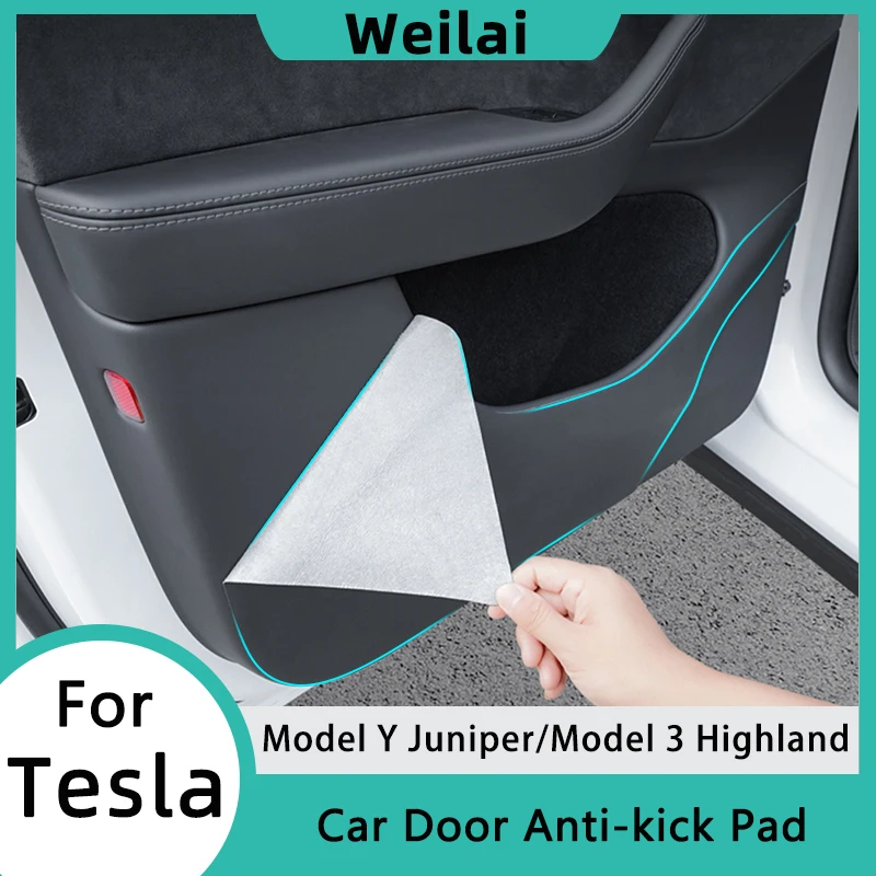 

Защитные накладки на двери для Tesla Model Y Juniper и Model 3 Highland, кожаные, от грязи и царапин, 4 шт.