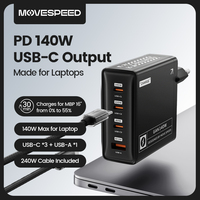 MOVESPEED PD3.1 USB-C Charger 140W High Speed Fast Charging 4 Ports GaN Charger for MacBook Pro Air Surface Lenovo Dell Laptops