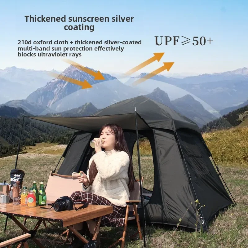 

Portable Single Layer Camping Tent with UV Silver Coating, Automatic Quick Setup, Rainproof Folding Tent for Outdoor Adventures