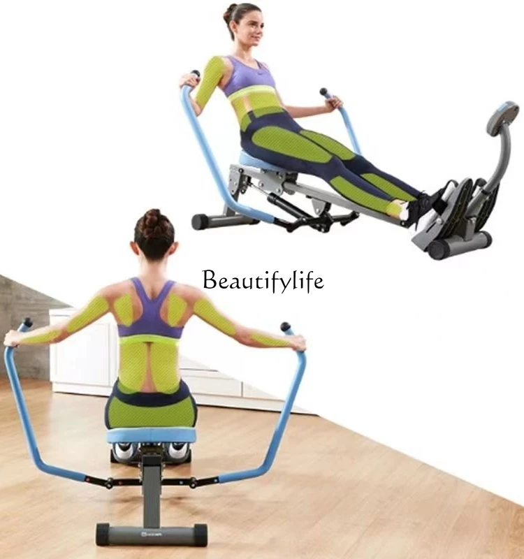 Rowing Machine Home Fitness Training Equipment Hydraulic Foldable Double Paddle Mute Resistance Small Rowboat