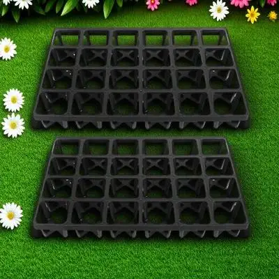 

2pcs Plastic Seedling Tray Racks 100 Cells Reusable Germination Trays For Garden Planting Hydroponic Growing Vegetables Indoor