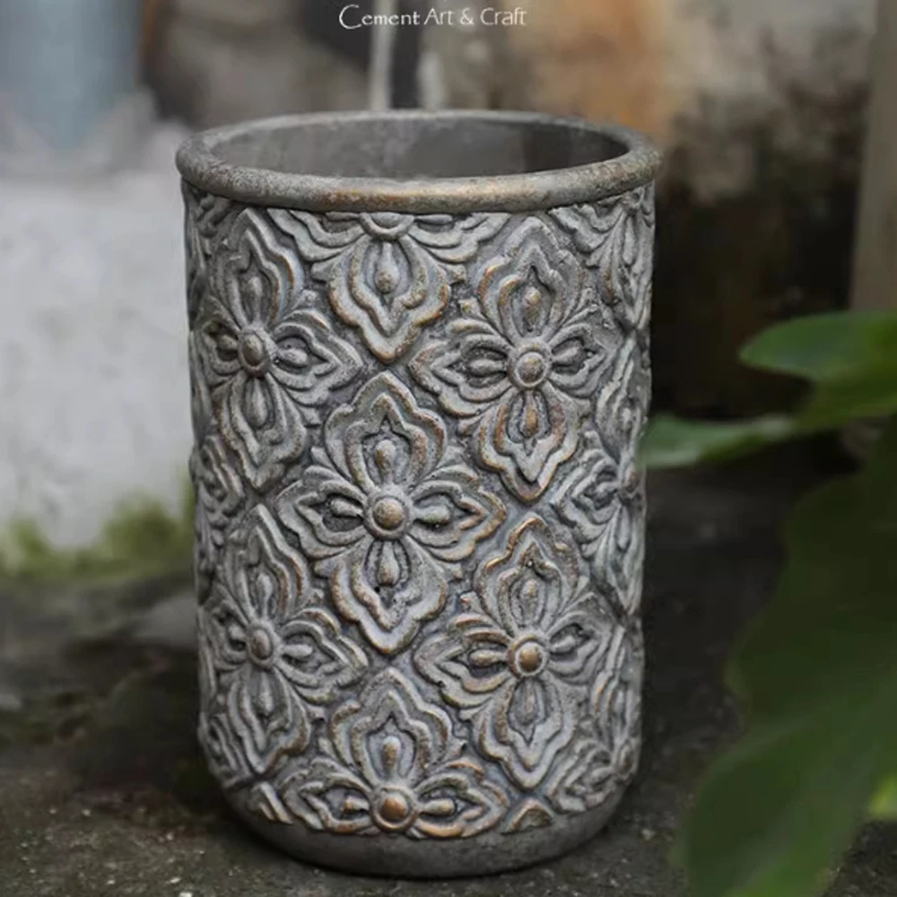 Concrete Vase Silicone Mold European Relief pattern Design Flowerpot vase mold Make old Vintage Home Decor Cement silicone mold