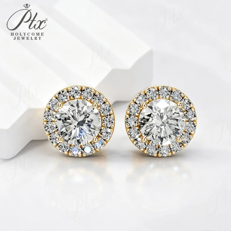 925 Sterling Silber Ohrstecker Moissanit 18k Vergoldet Geburtstagsgeschenke Schmuck für Frauen Hypoallergen Schmuck von Holycome – Detail 10
